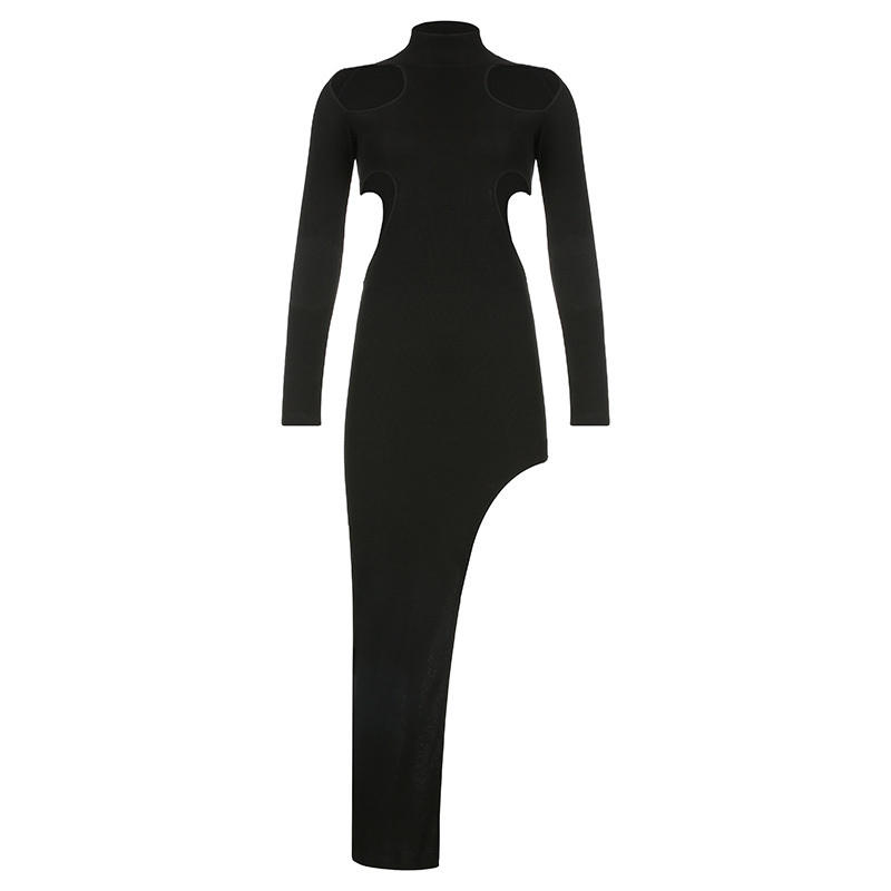 Hollow Irregular Design Slim Dress Women