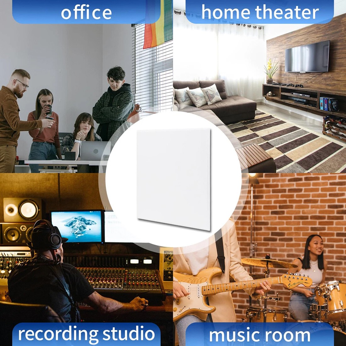 12x Acoustic Wall Panel Tiles Studio Sound Proofing Insulation Self Adhesive