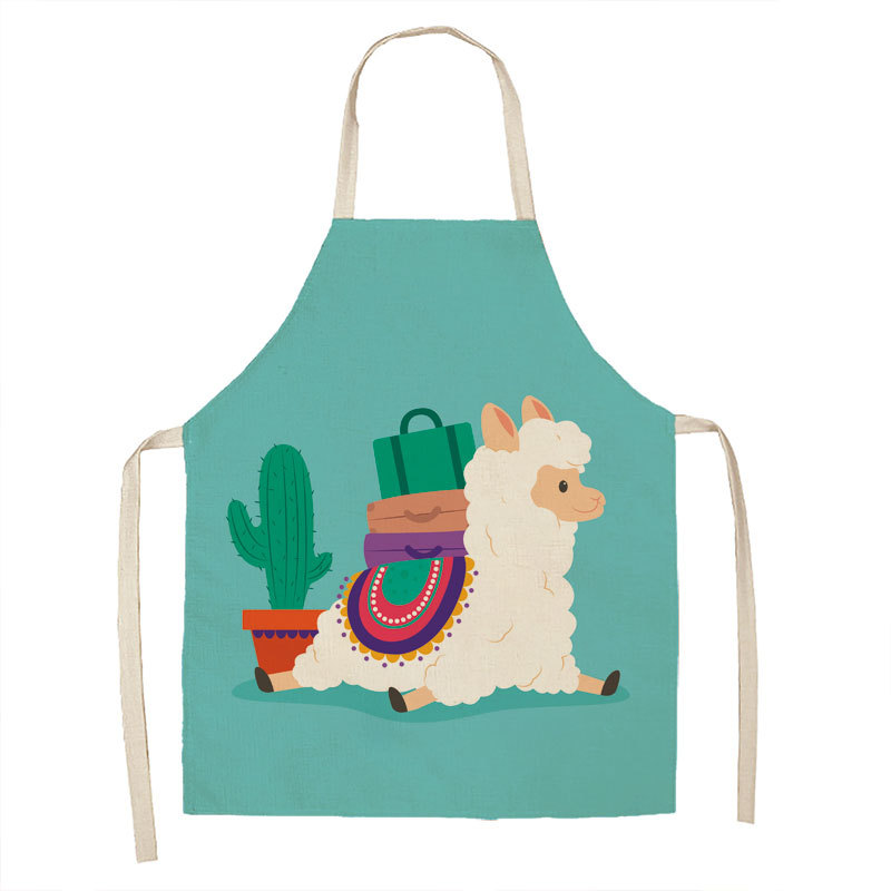 Title 11, Alpaca Cartoon Cotton Linen Apron Sleeveless An...