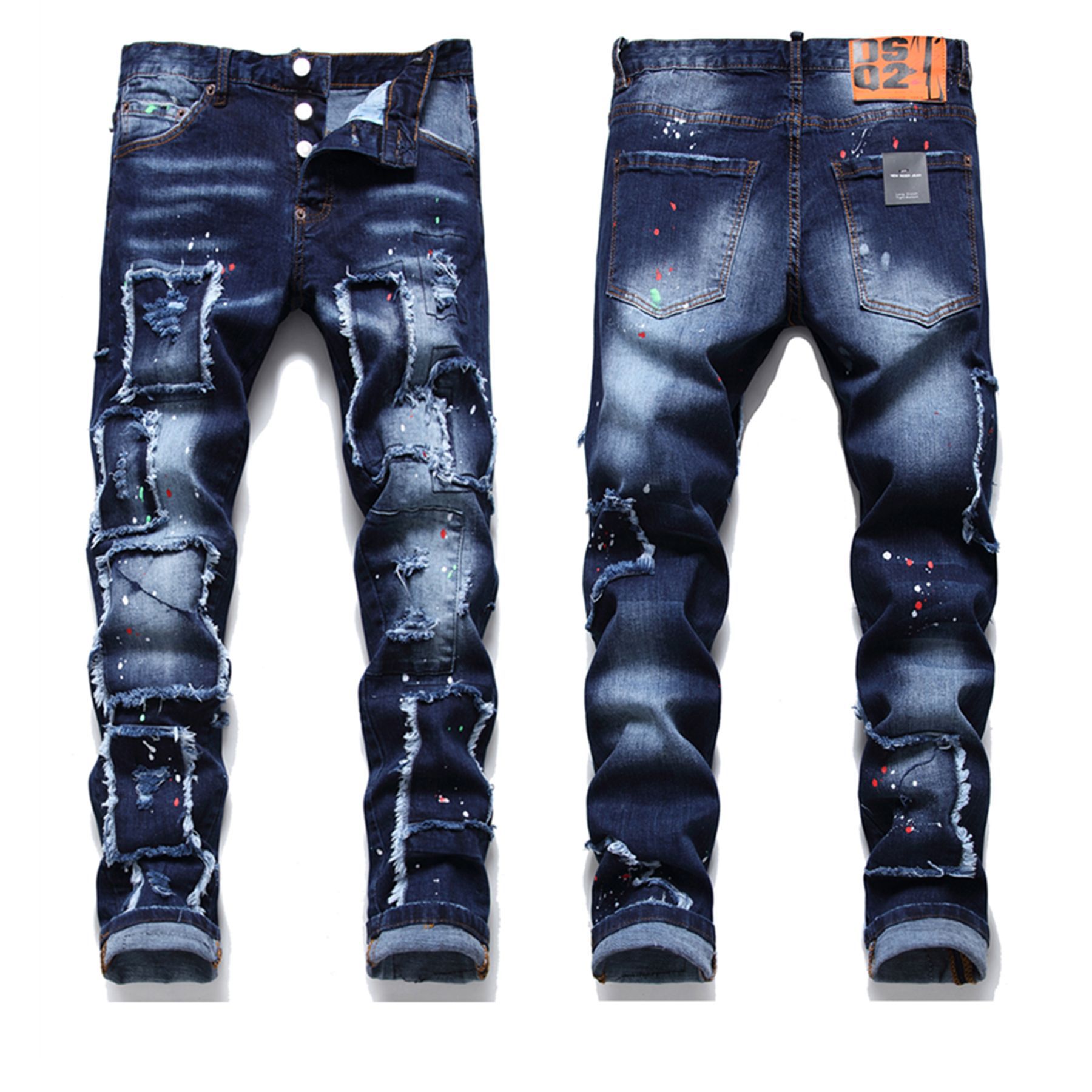 Men's Denim Embroidery Two-piece Suit