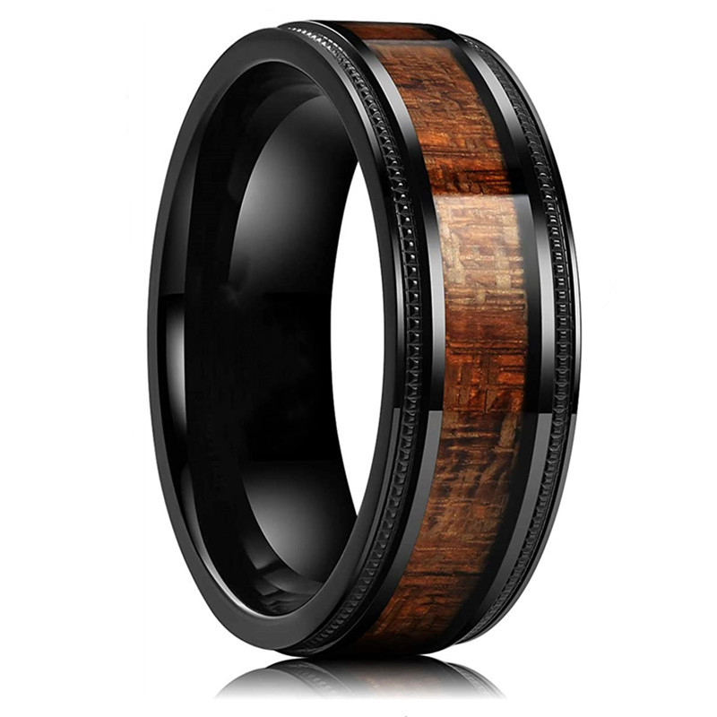 Title 3, Wood Grain Stainless Steel Ring A stylish and d...