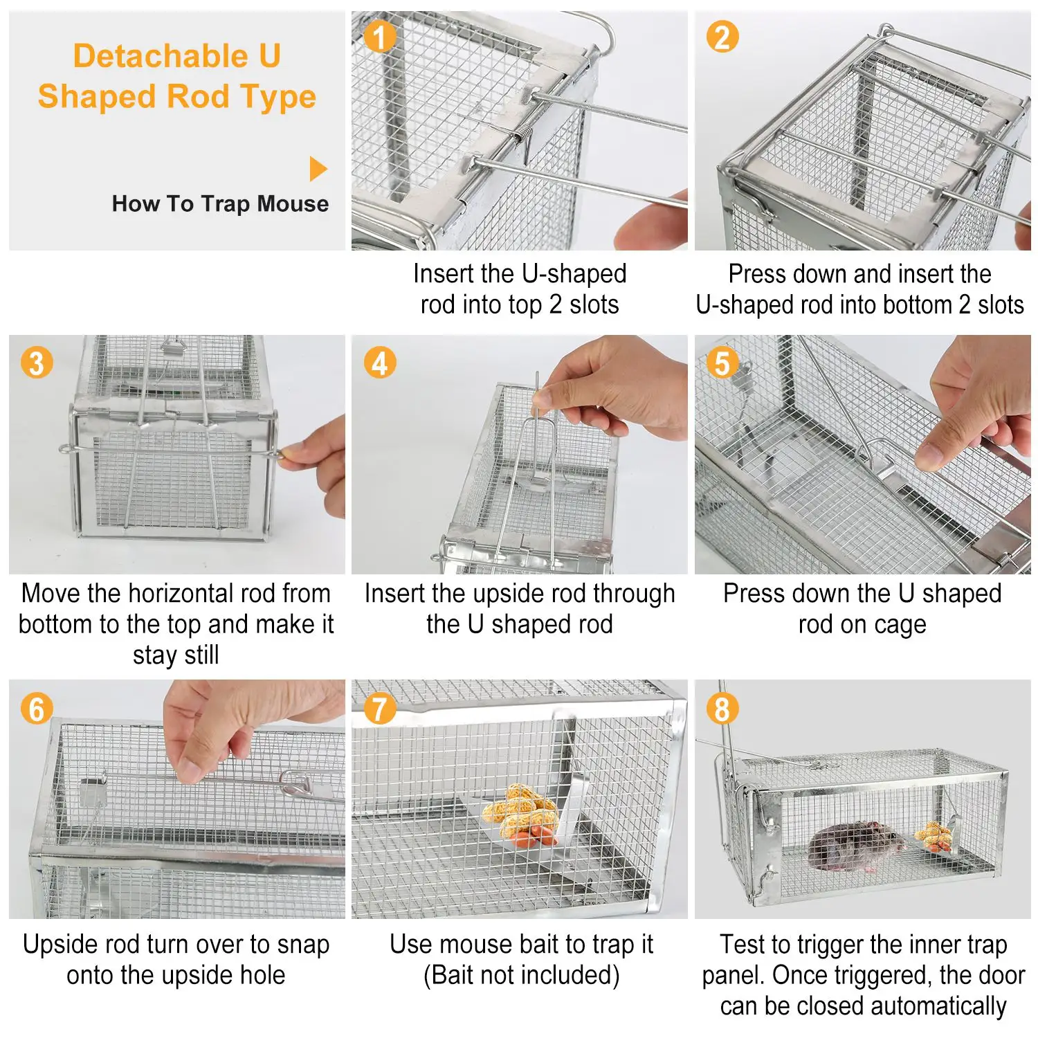 Humane Live Animal Trap, Galvanized Steel Mouse