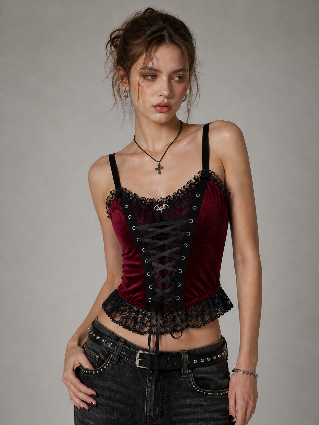 Velvet Lace-up Camisole
