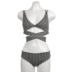 Houndstooth Cross-Tie Swimsuit Bikini - Houndstooth-Xl - View 1