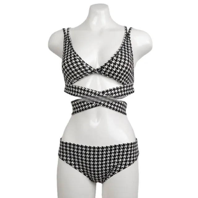 Houndstooth Cross Tie Swimsuit Bikini Houndstooth Xl - Shop at LoveMi