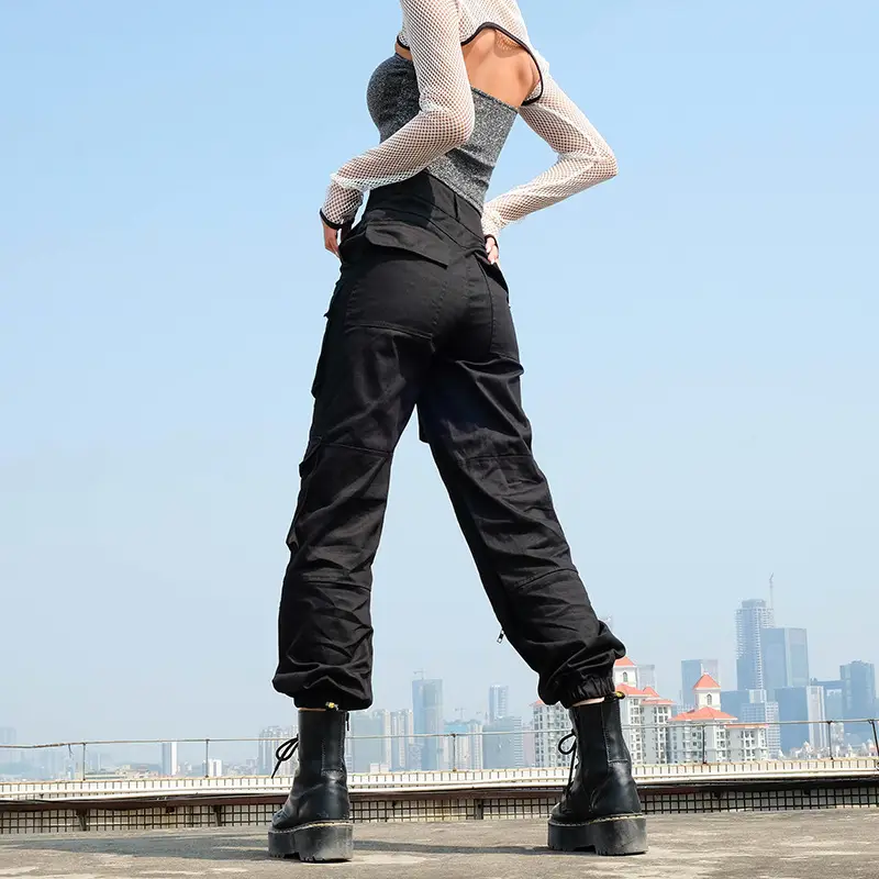 Irregular High Waist Multi-pocket Casual Overalls Trousers