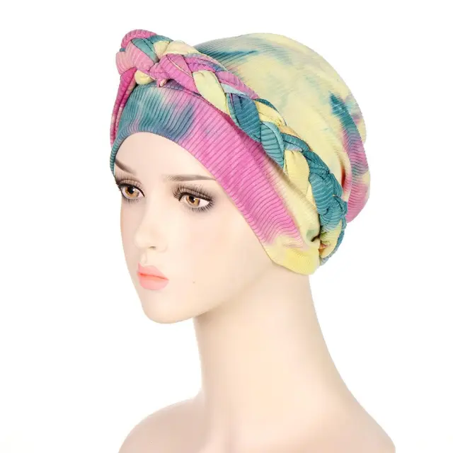 Women's Tie Dyed Multi color Soft Headband And Hat Pink Yellow Green - Shop at LoveMi