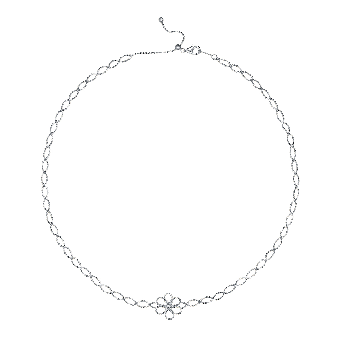 S925 Sterling Silver Hollow Flower Necklace For Women, 2.6g Lightweight, 42cm Adjustable, 13mm Wide, 3 Colors  Silver Gold Rose Gold, Platinum Plated, Gift Box