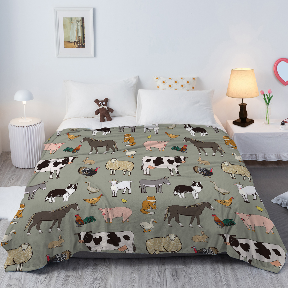 Various Animals Blanket Soft Pig Horse Durable Comfortable Blanket Women Birthday Gift Home Decoration Sofa Co