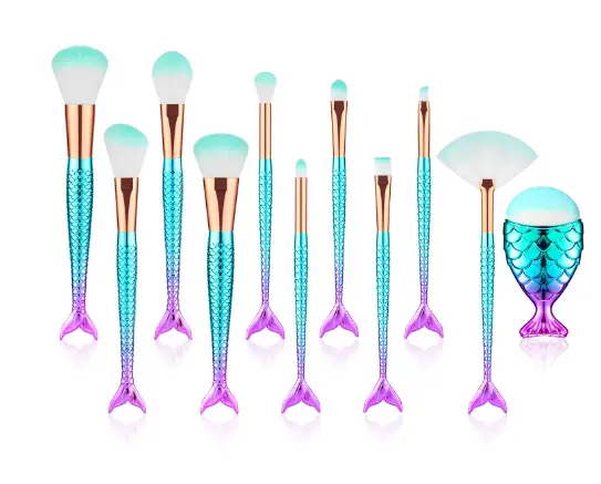 11pcs Makeup Brushes Kit Maquiagem Maquillaje New Mermaid Foundation Eyebrow