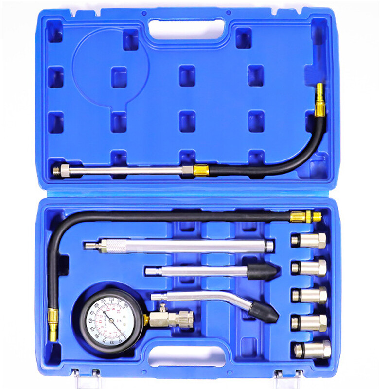 11PCS Petrol Engine Compression Tester Kit Fuel Cylinder Pressure Gauge Tool Set 5