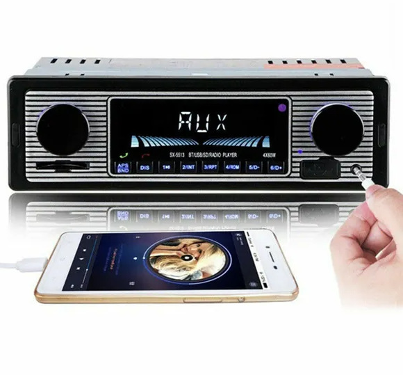 Bluetooth Vintage Car FM Radio MP3 Player USB Classic Stereo Audio Receiver AUX