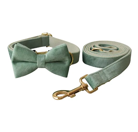 Velvet Pet Collar Traction Rope Dog Circle Dog Rope Bow3 - Shop at LoveMi