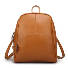 Women's New Fashion Casual Pu Backpack - Khaki - View 1