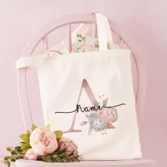 Monogrammed Canvas Bag Women's Letter Print Tote - View 1