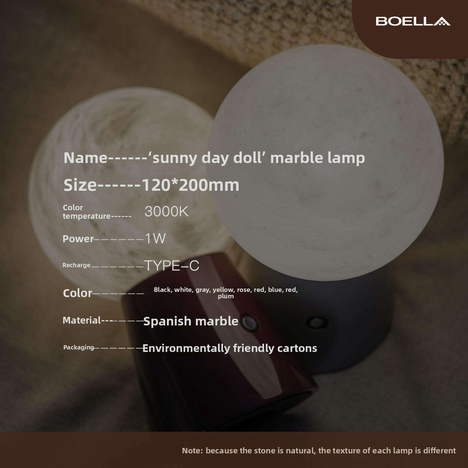 Teru Teru Bozu  Spanish Natural Alabaster Touch Lamp