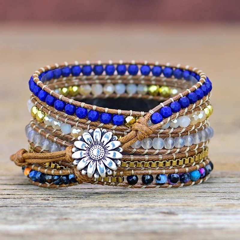 Fashion Natural Stone Woven Watch With Bracelet
