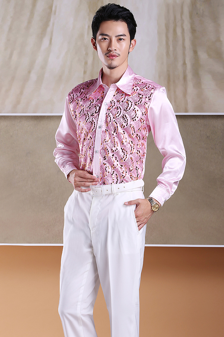 Title 10, Camicia uomo paillettes Abito performance. Bril...