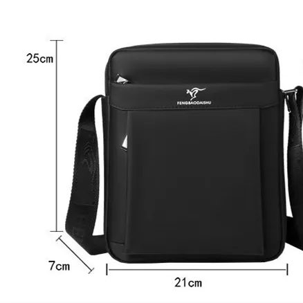 Men's One Shoulder Fashion Casual Messenger Bag Waterproof Oxford Cloth - Black
