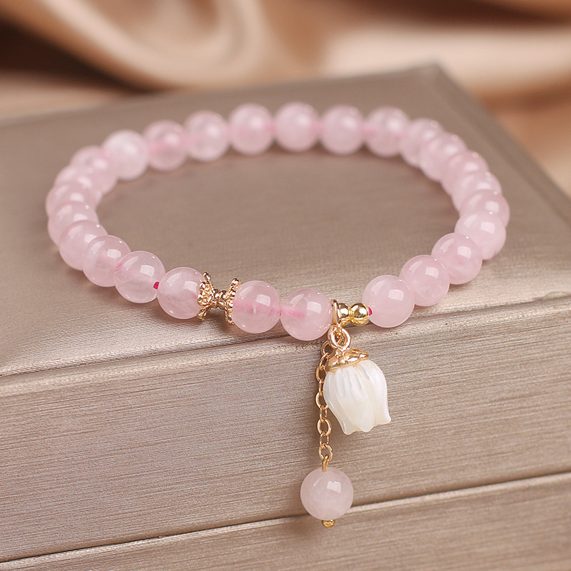 Summer Sweet Bracelet Ethnic Style White Jade Lotus Pendant