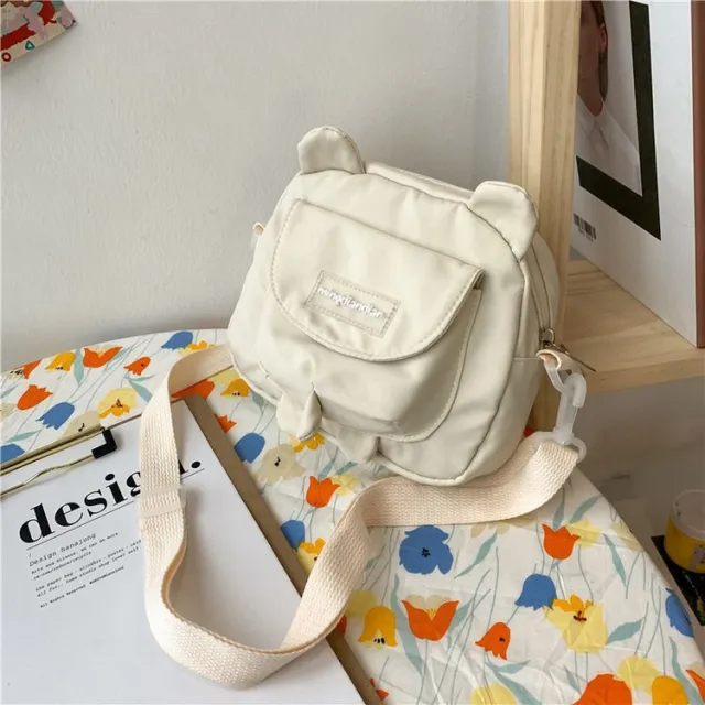 Vintage Feeling Funny Personality Cute Cartoon Bear Shape Soft Girl Student Messenger Bag Small Bag White - Shop at LoveMi