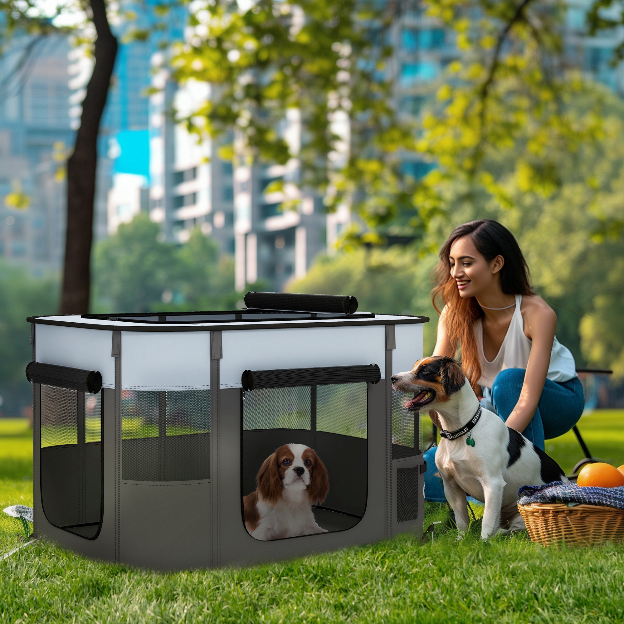 Foldable Dog Fence With Storage Bag, Suitable For Indoor And Outdoor Use detail photo 1