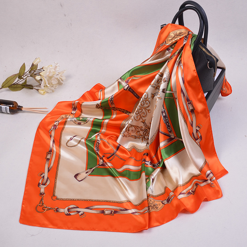 Fashion Belt Wand Chain Twill Print Scarf