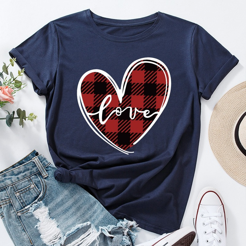 Title 4, Love Print Loose Round Neck Short Sleeve T-shir...