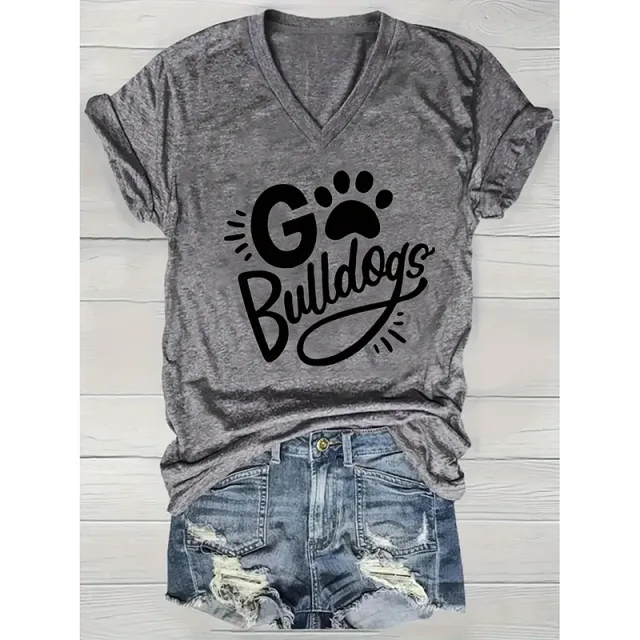 Women's Cute Dog Paw Print Short Sleeve T Shirts Casual Dog Lover Tee Blouse Dark Gray - Shop at LoveMi