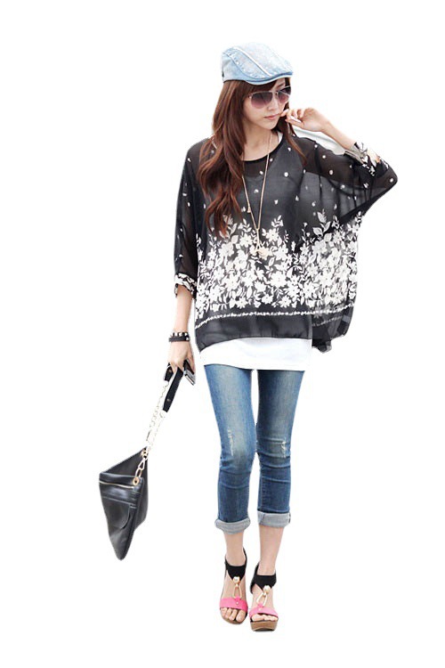 Title 5, Fashion Simple Womens Bohemian Chiffon Shirt