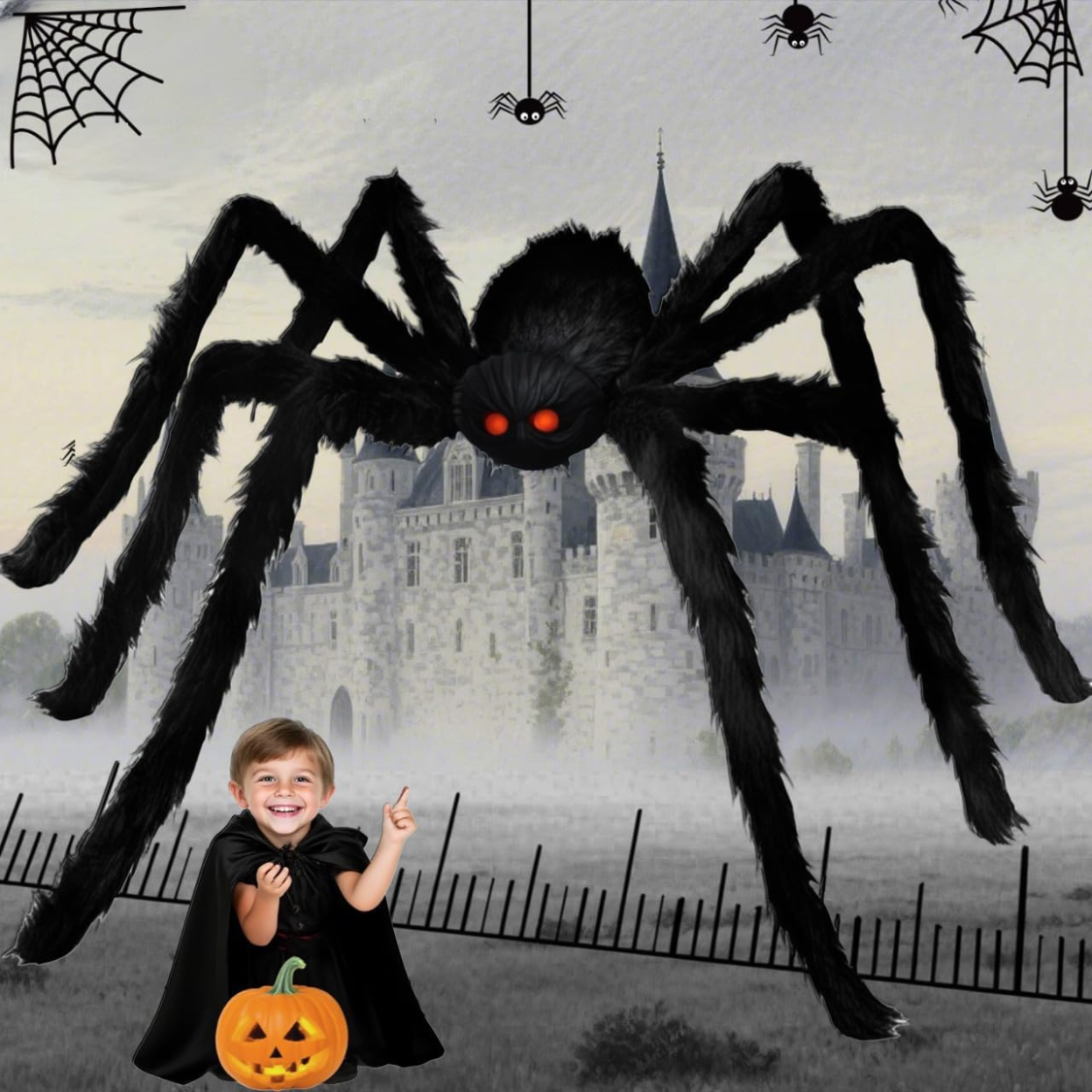 Giant Spider 6.6 Ft Halloween Decorations Fake Furry Spiders Large For Outdoor Indoor Yard Home Costumes Party House Decor 1 Pack — foto 6
