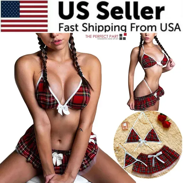 Sexy Lingerie School Girl Sleepwear Dress Nightwear Underwear Babydoll Women USA - Shop at LoveMi