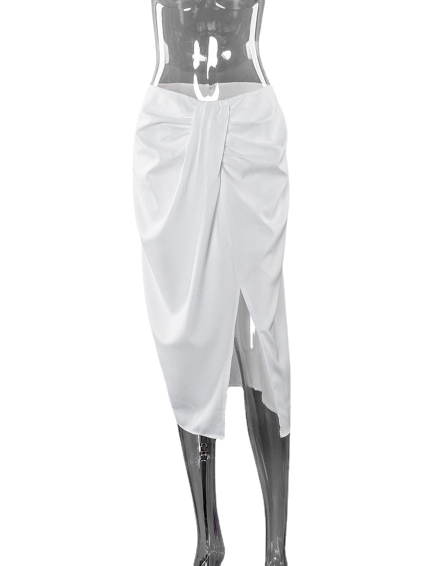 Workplace Temperament Commuter Skirt Pleated Slit Design Sense