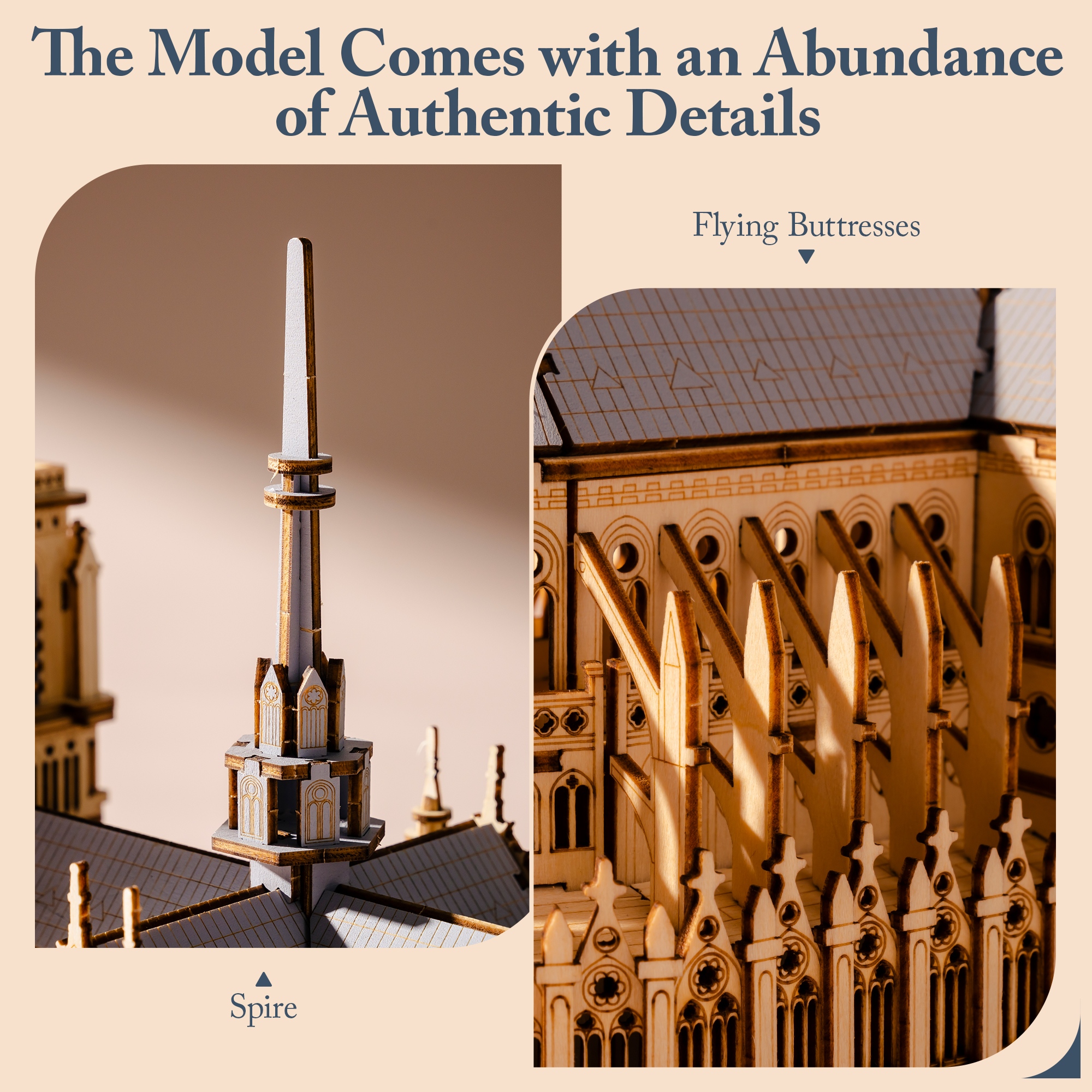 ROBOTIME 3D Puzzle Paris Cathedral, Wooden Model Kit For Adults To Build, DIY Toy Building Construction Craft Kits, Ideal For Christmas And Birthday Gift