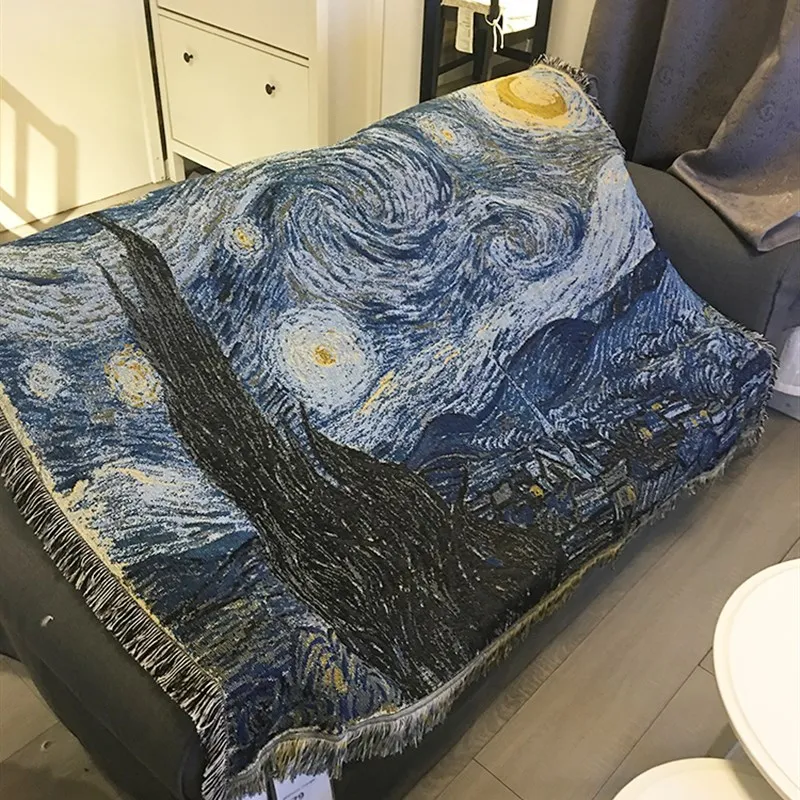 Creative Printed Woven Picnic Blanket - Van Gogh Star Sky