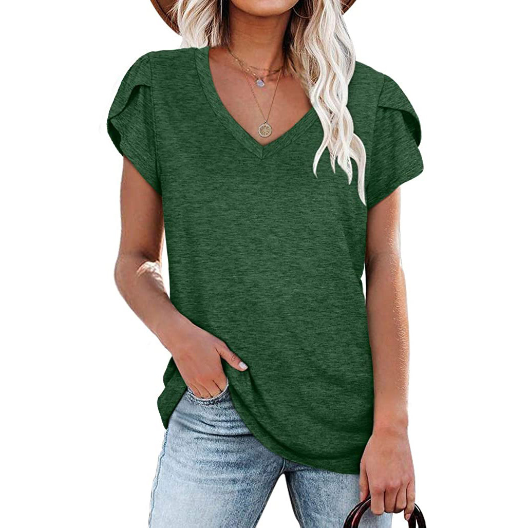 Title 8, Solid Color V-neck Short-sleeved T-shirt