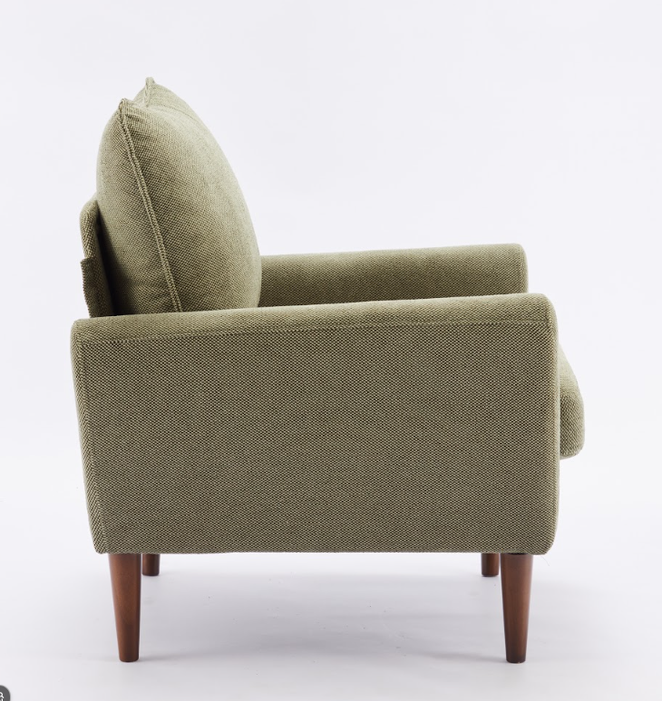 A Reading Chair With Cushioned Seat And Wooden Legs, Along With A Wide Single-person Modern Leisure Sofa image 4