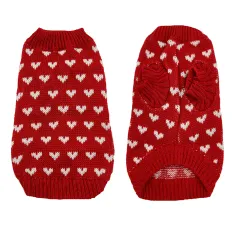 Autumn And Winter Warm Red Love Dog Clothes Sweater Skirt - Red Sweater T Shirt - View 1