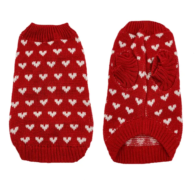 Autumn And Winter Warm Red Love Dog Clothes Sweater Skirt Red Sweater T Shirt - Shop at LoveMi