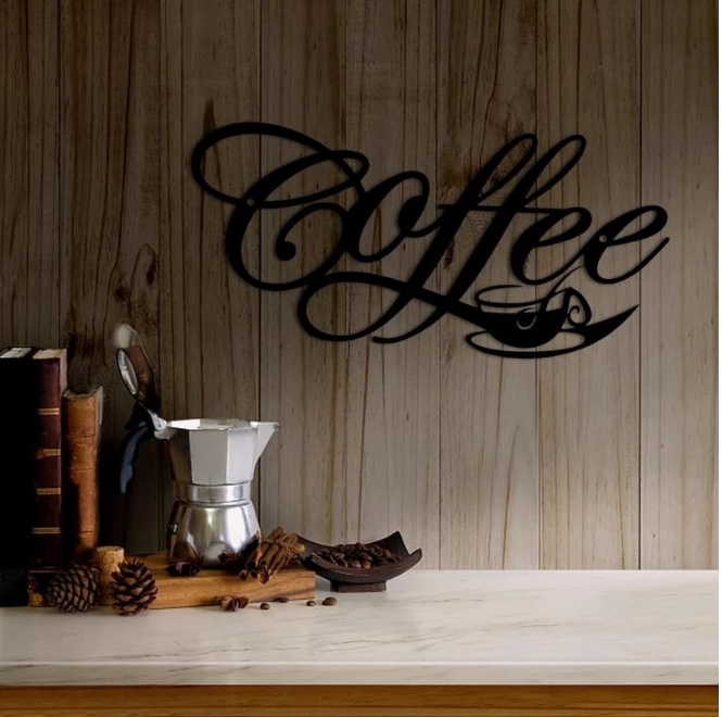 Title 5, Metal Coffee Cup Wall Hanging Decoration, Iron ...