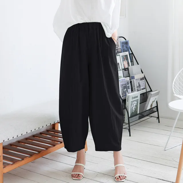 Summer Cotton And Linen Lantern Large Size Loose Trousers Women Leisure Pants Fat Trousers Black - Shop at LoveMi