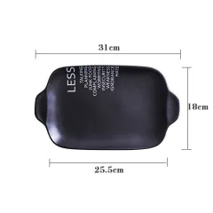 Literary Simplicity Creative English Ceramic Binaural Dish - Black - View 1