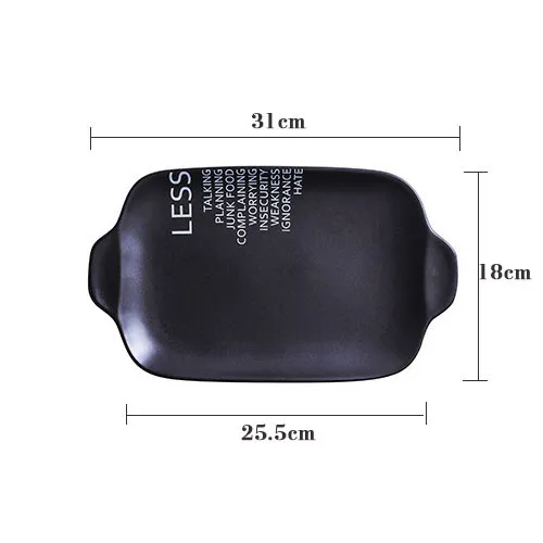 Literary Simplicity Creative English Ceramic Binaural Dish - Black
