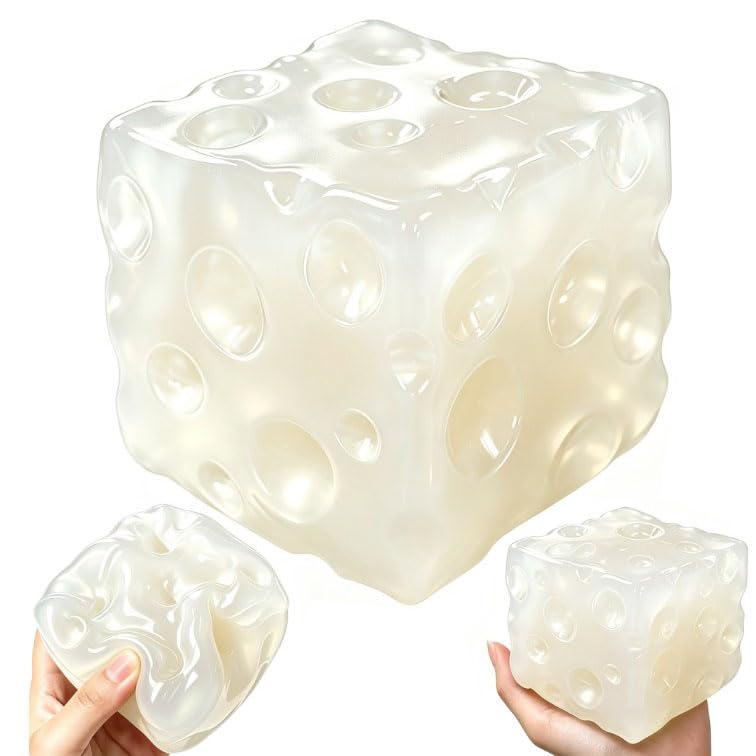 Big Cheese Squishy Stress Relief Toy - Jumbo Moldable Non-Rebound Fidget Toy, Petroleum Jelly Filled, Shape-Retaining Sensory Squeeze Toy For Teens And Adults