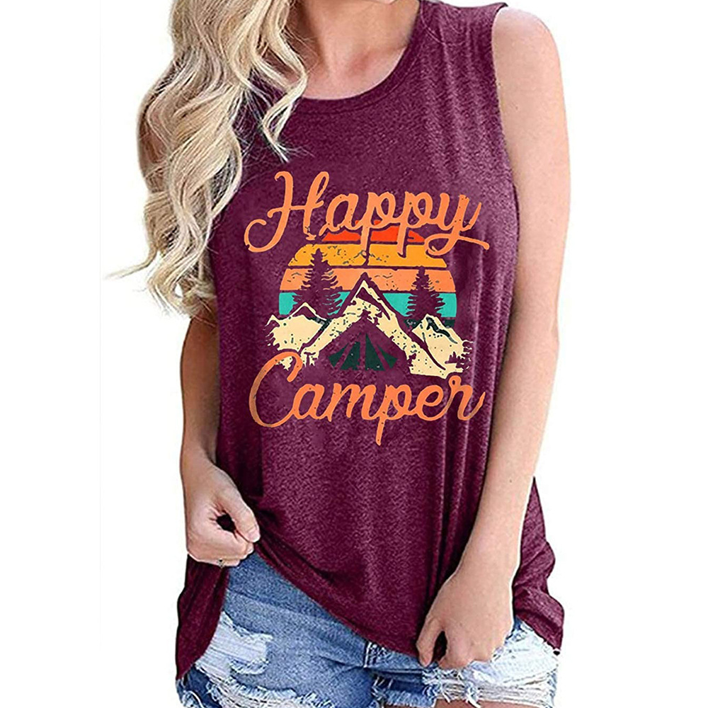 Title 3, Happy Pattern Printed Round Neck Sleeveless T-s...