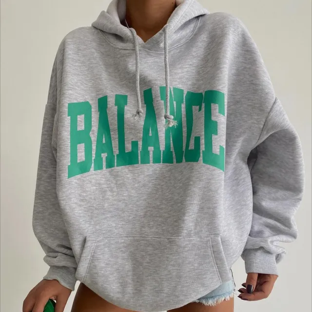 Printed Thickened Tops Long Sleeve Hooded Women Grey - Shop at LoveMi