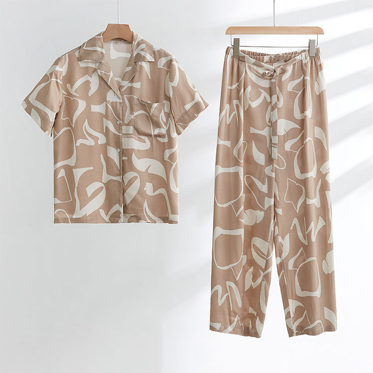 Couples Style Long-sleeved Trousers Home Clothes Pajamas Set