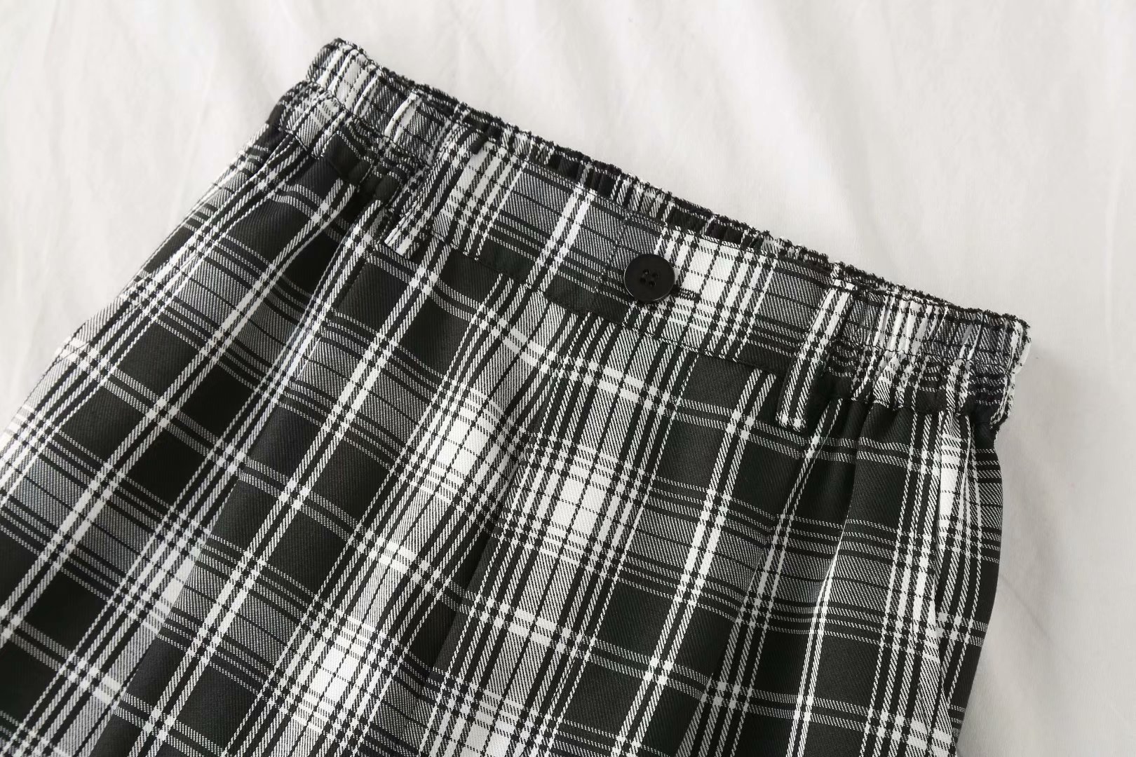 Title 1, Casual Plaid High Waist Wide Leg Pants