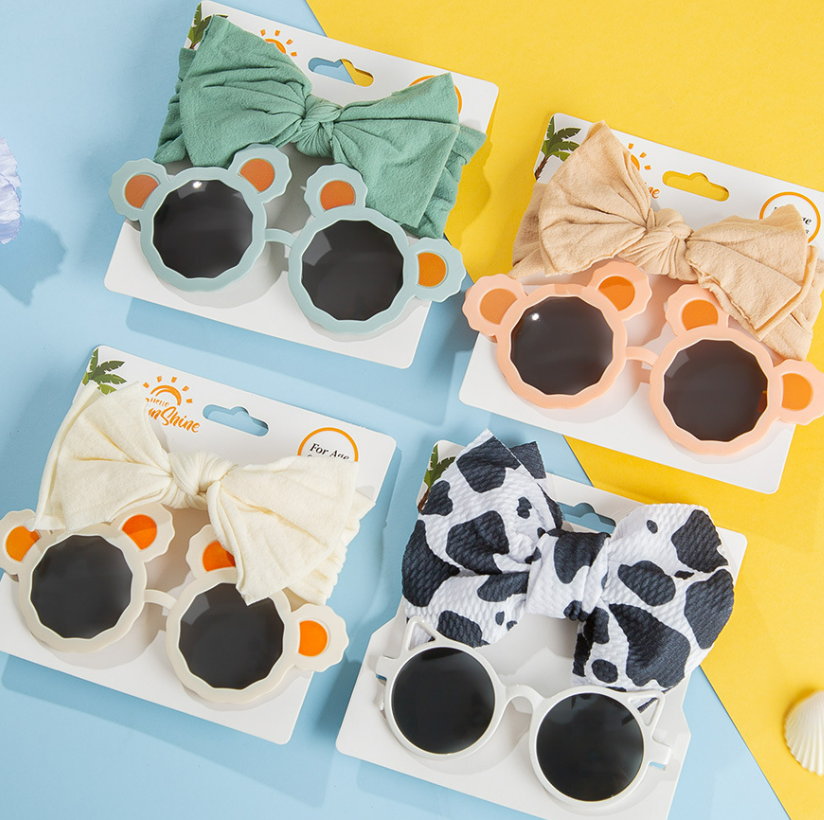 Children's Panda Sunglasses Hair Band Set Men's And Women's UV