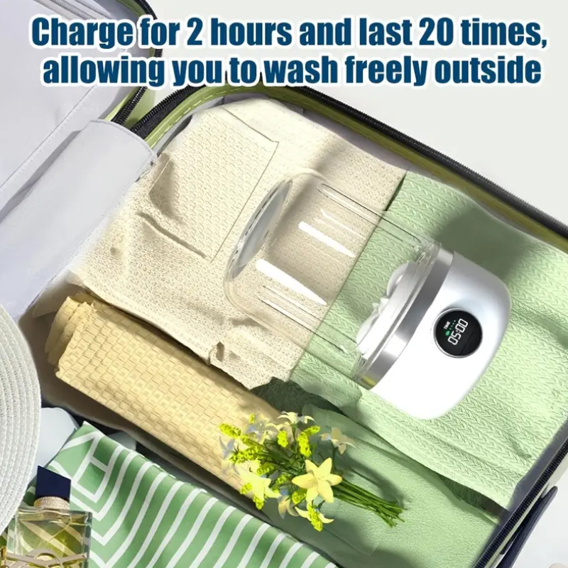 Portable Mini Washer, USB Rechargeable Cordless, 1.2L Capacity For Underwear, Socks & Baby Clothes, 3 Cleaning Modes, Quiet & Compact For Travel, Dorm, Apartment